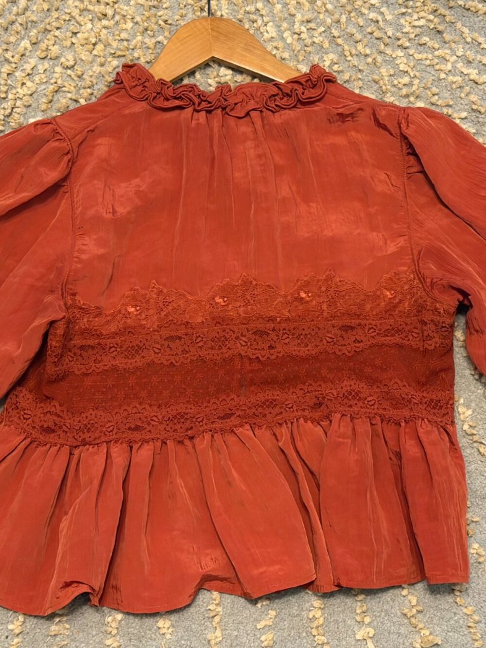 Free People Intimately Forever Young Bed Jacket Red XS Lace Sheer Romantic - Picture 14 of 14